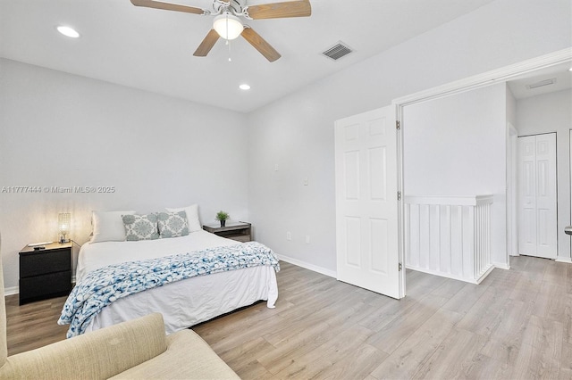 1431 SE 18th Ter, Homestead, FL 33035 - bedroom with baseboards, visible vents, wood finished floors, and recessed lighting