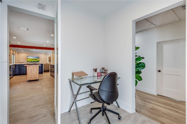 7465 SW 159th Ter, Palmetto Bay, FL 33157 - office with baseboards, light wood-style flooring, and recessed lighting