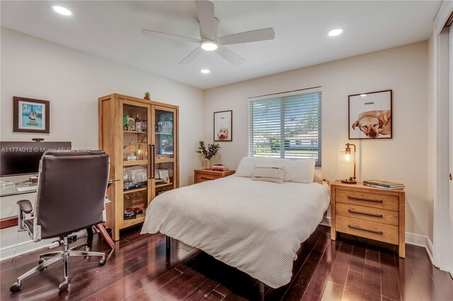 7465 SW 159th Ter, Palmetto Bay, FL 33157 - bedroom with dark wood-style floors and recessed lighting