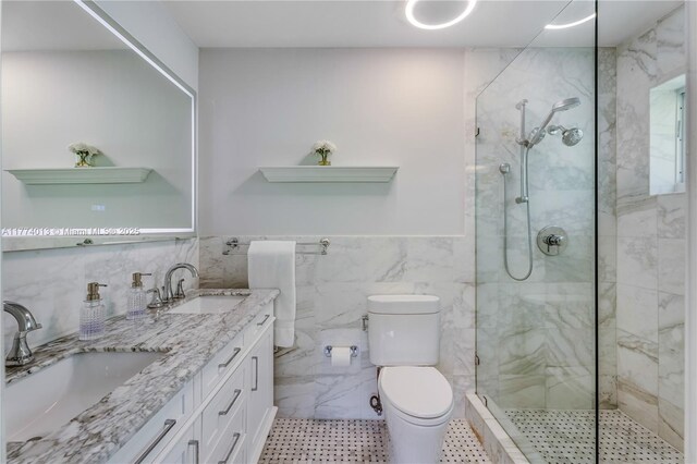 7465 SW 159th Ter, Palmetto Bay, FL 33157 - full bath featuring double vanity, toilet, tiled shower, and a sink