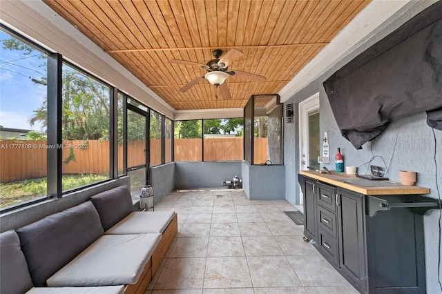 6930 SW 5th St, Pembroke Pines, FL 33023 - unfurnished sunroom with a ceiling fan and outdoor lounge area
