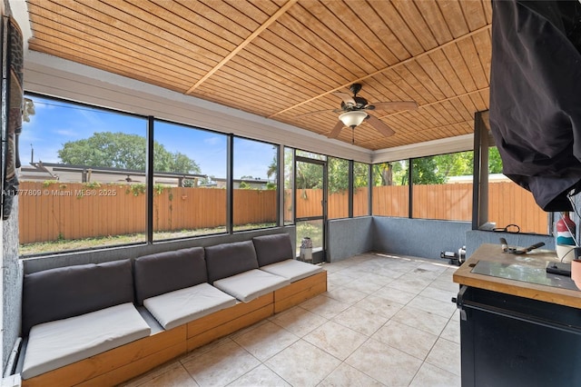 6930 SW 5th St, Pembroke Pines, FL 33023 - sunroom featuring an outdoor hangout area, ceiling fan, and plenty of natural light