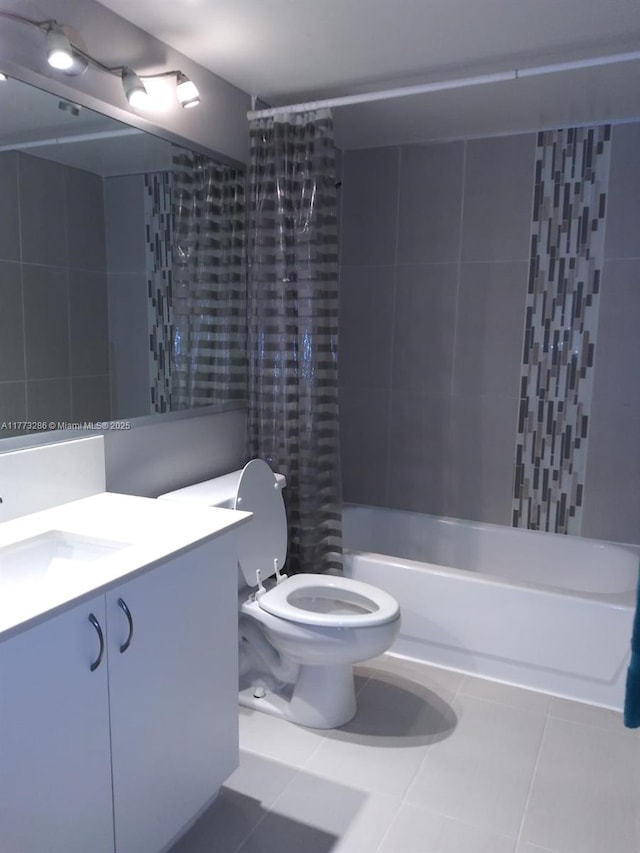 19901 E Country Club Dr Unit 2305, Aventura, FL 33180 - full bath with toilet, shower / bath combo with shower curtain, tile patterned flooring, and vanity