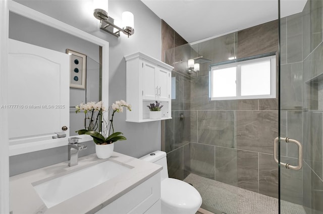17663 SW 5th St, Pembroke Pines, FL 33029 - bathroom featuring vanity, a stall shower, and toilet