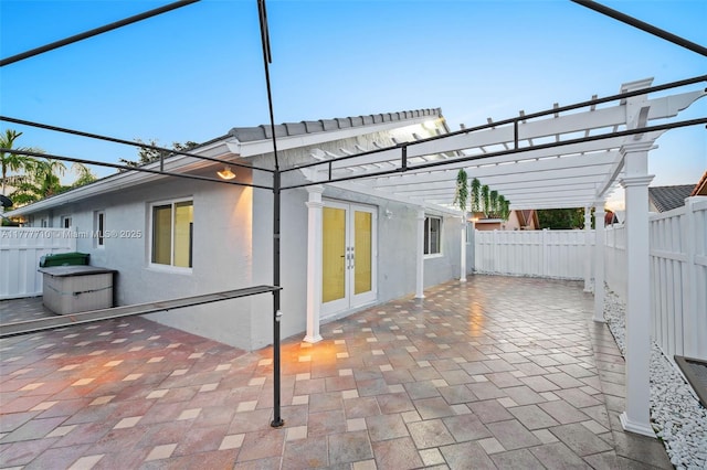 17663 SW 5th St, Pembroke Pines, FL 33029 - view of patio / terrace with a pergola, french doors, and a fenced backyard