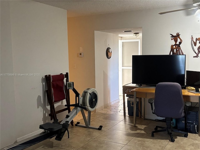 1701 Washington St Unit 404, Hollywood, FL 33020 - office area with a ceiling fan and a textured ceiling