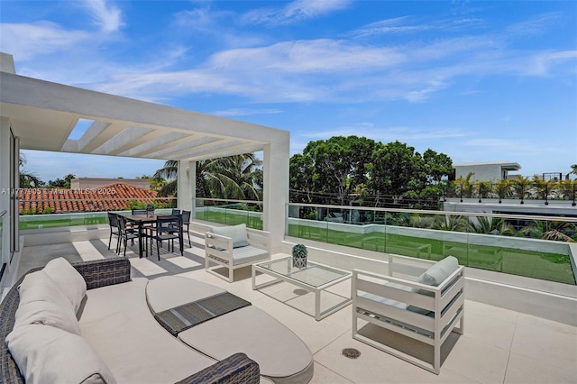 view of patio featuring an outdoor living space and outdoor dining space