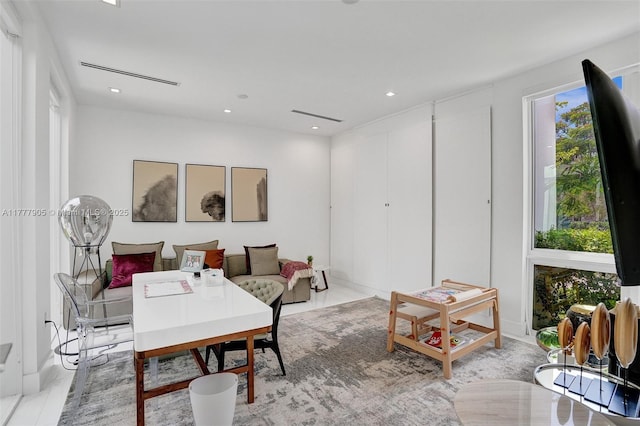 living area with visible vents