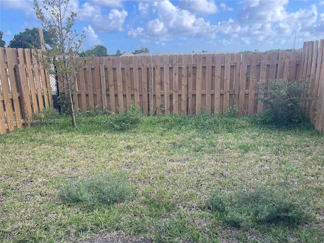 view of yard featuring a fenced backyard