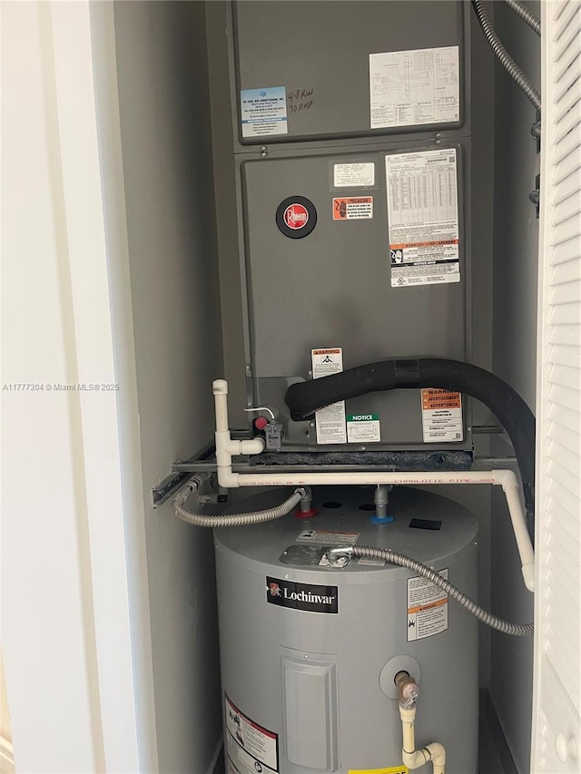 utilities featuring water heater and heating unit