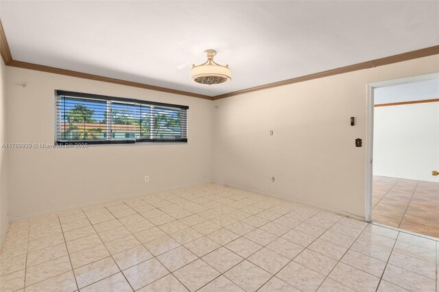 4340 NW 6th St, Plantation, FL 33317 - unfurnished room with baseboards, ornamental molding, and light tile patterned floors