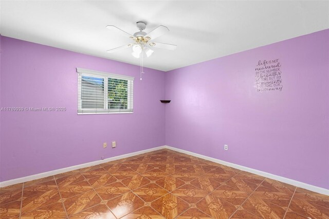 4340 NW 6th St, Plantation, FL 33317 - empty room featuring a ceiling fan and baseboards