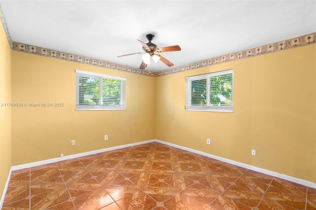 4340 NW 6th St, Plantation, FL 33317 - spare room with baseboards, ceiling fan, and a healthy amount of sunlight