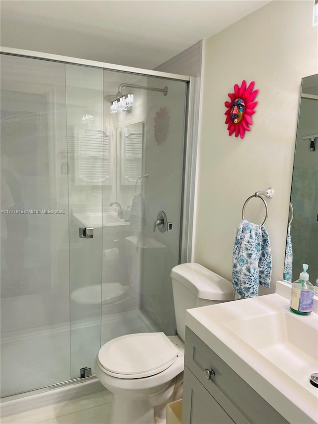 13250 SW 4th Ct Unit 405G, Pembroke Pines, FL 33027 - full bath featuring vanity, a shower stall, and tile patterned floors