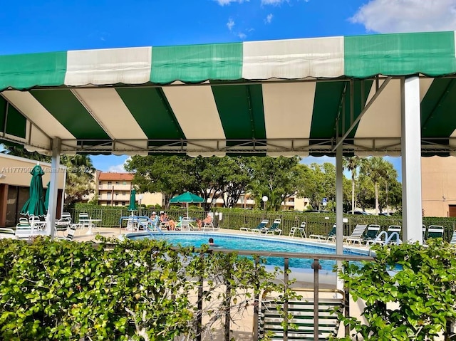 community pool with fence