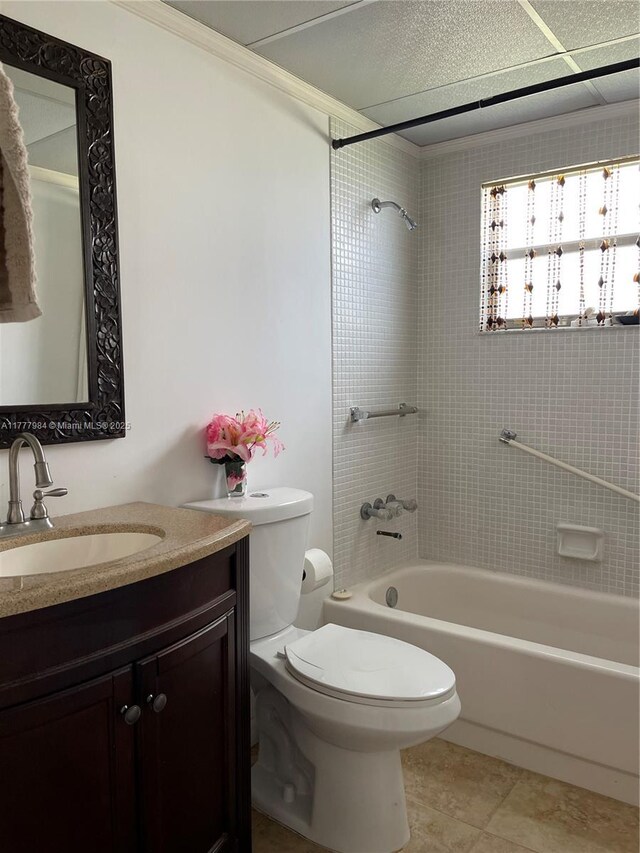 21 Saxony A 21, Delray Beach, FL 33446 - bathroom with tub / shower combination, vanity, toilet, and tile patterned floors