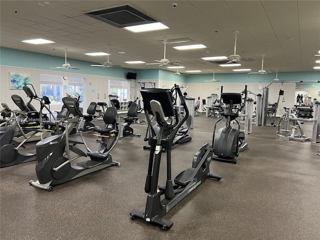 21 Saxony A 21, Delray Beach, FL 33446 - workout area with ceiling fan