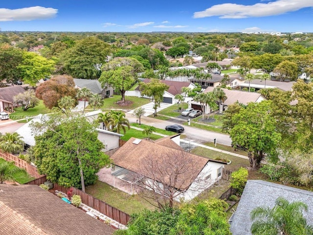 birds eye view of property with a residential view