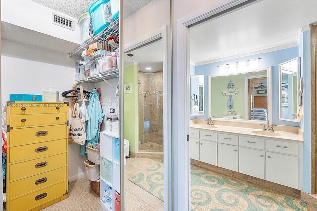 11861 SW 13th Ct, Davie, FL 33325 - full bath with a shower stall, double vanity, and crown molding
