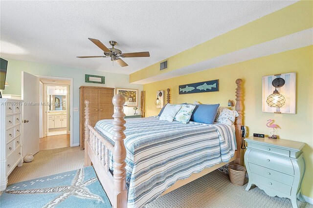 11861 SW 13th Ct, Davie, FL 33325 - bedroom featuring carpet floors, ceiling fan, and a textured ceiling