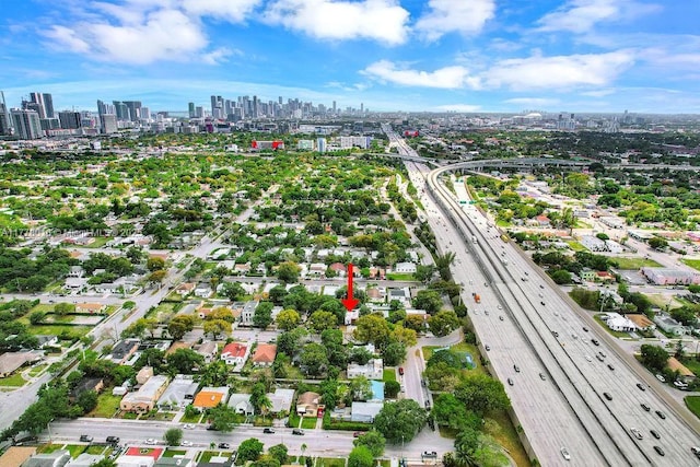 drone / aerial view with a view of city