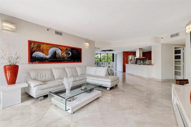4000 Island Blvd Unit 402, Aventura, FL 33160 - living room with marble finish floor and visible vents