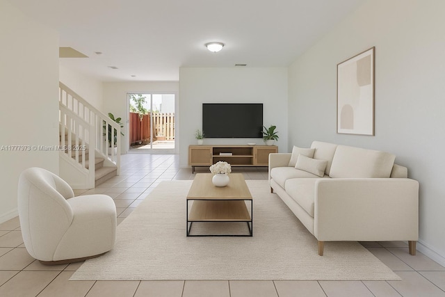 12376 SW 126th Ave Unit 12376, Miami, FL 33186 - tiled living room featuring stairway and baseboards