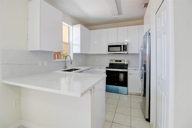 12376 SW 126th Ave Unit 12376, Miami, FL 33186 - kitchen featuring stainless steel appliances, a sink, a peninsula, light countertops, and white cabinetry