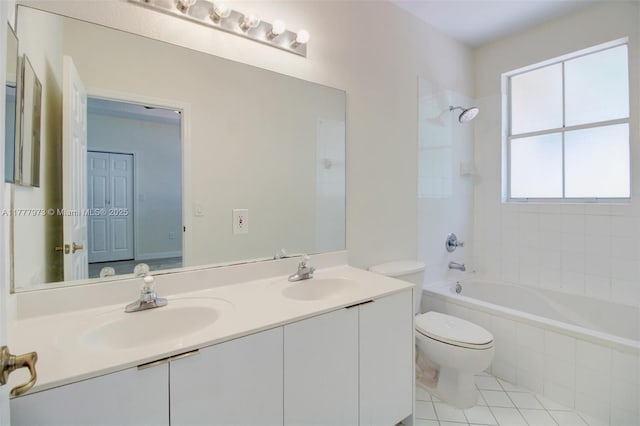 12376 SW 126th Ave Unit 12376, Miami, FL 33186 - bathroom with toilet, double vanity, tiled shower / bath, and tile patterned flooring