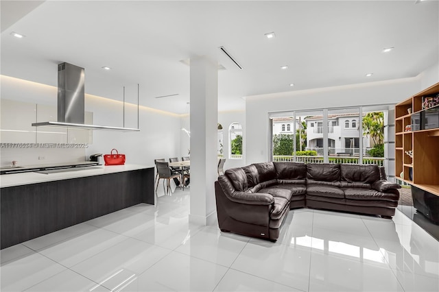 3106 NE 210th Ter, Aventura, FL 33180 - living area with light tile patterned floors and recessed lighting