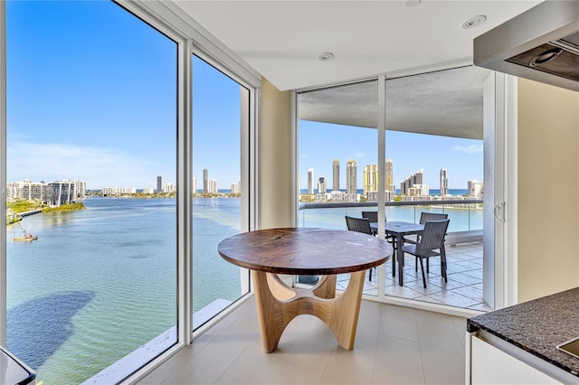 2600 E Island Blvd Unit 1704, Aventura, FL 33160 - sunroom featuring a view of skyline and a water view