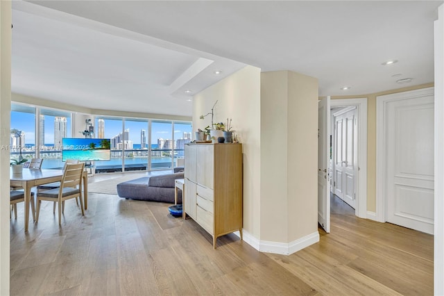 2600 E Island Blvd Unit 1704, Aventura, FL 33160 - hall featuring light wood-type flooring, baseboards, recessed lighting, and plenty of natural light