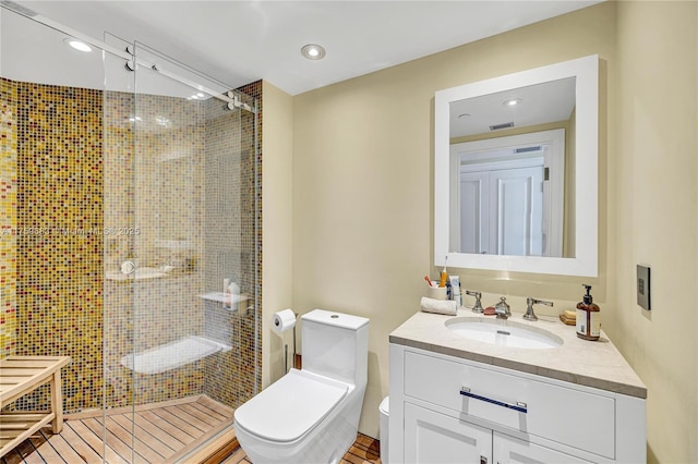 2600 E Island Blvd Unit 1704, Aventura, FL 33160 - full bathroom with toilet, a stall shower, vanity, and recessed lighting
