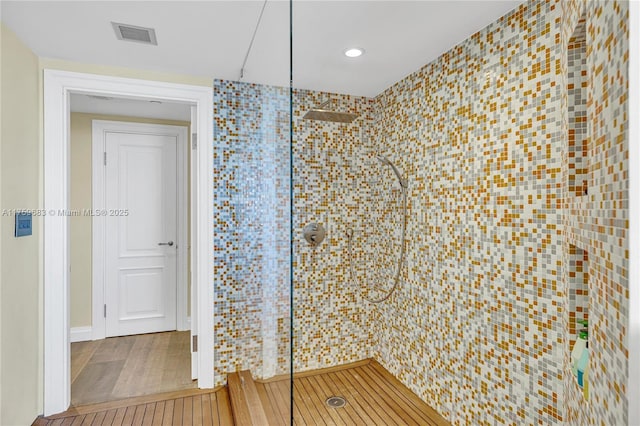 2600 E Island Blvd Unit 1704, Aventura, FL 33160 - full bathroom featuring tiled shower, recessed lighting, and wood finished floors
