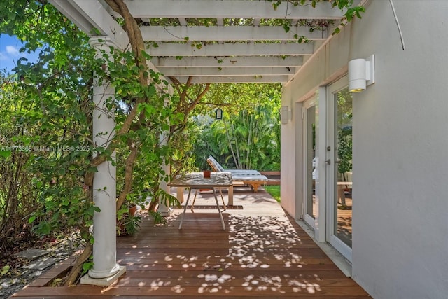 wooden deck with french doors