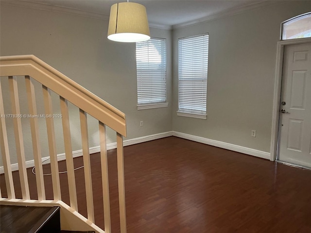 977 SW 153rd Path, Miami, FL 33194 - stairs with wood finished floors, crown molding, and baseboards
