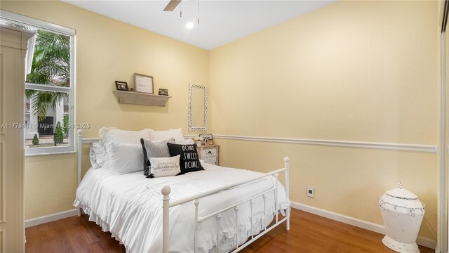 2269 Quail Roost Dr, Weston, FL 33327 - bedroom featuring baseboards, wood finished floors, and ceiling fan