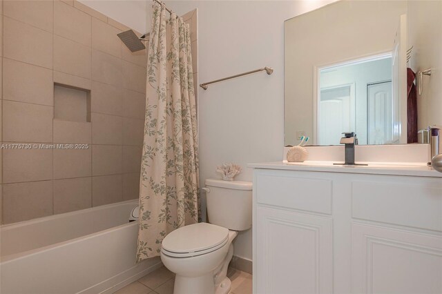 1091 NW 33rd Ct, Pompano Beach, FL 33064 - full bathroom featuring toilet, vanity, shower / bath combination with curtain, and tile patterned flooring