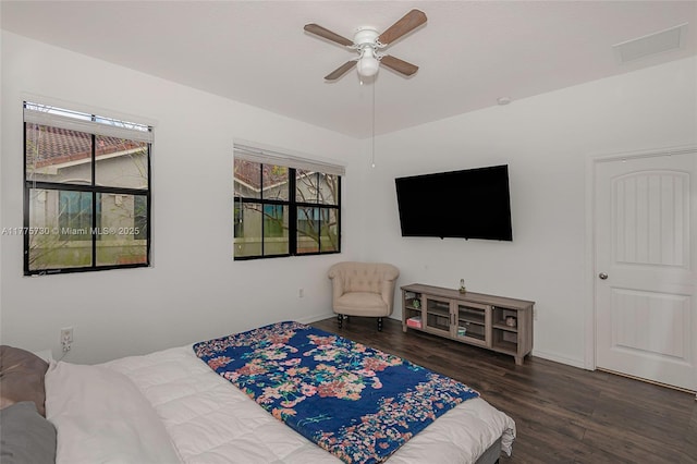 1091 NW 33rd Ct, Pompano Beach, FL 33064 - bedroom with wood finished floors, ceiling fan, baseboards, and visible vents