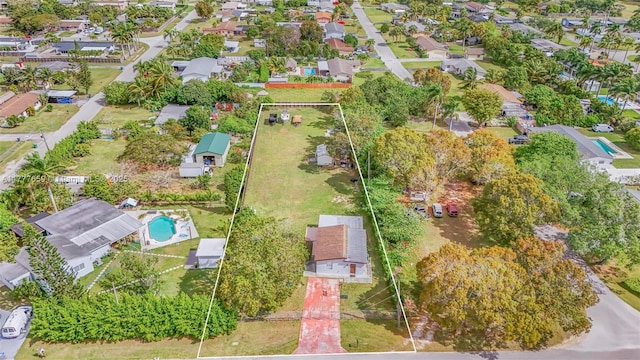 birds eye view of property with a residential view