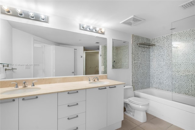 16699 Collins Ave Unit 1610, Sunny Isles Beach, FL 33160 - full bathroom with double vanity, combined bath / shower with glass door, and tile patterned flooring