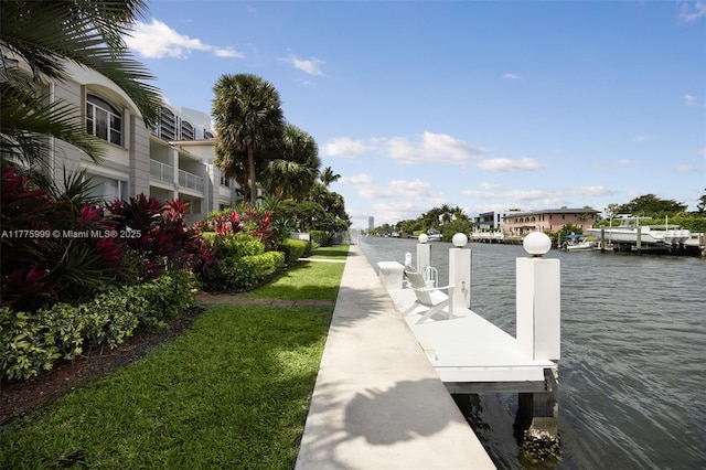 view of dock featuring a water view