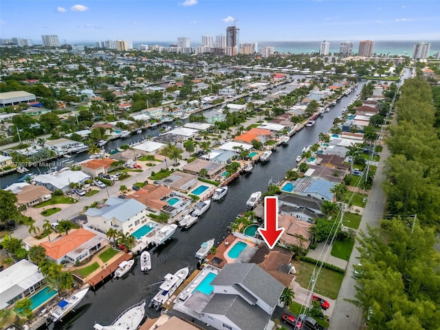 2447 SE 15th St, Pompano Beach, FL 33062 - bird's eye view featuring a city view and a water view