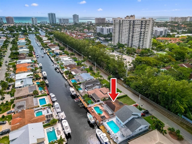 2447 SE 15th St, Pompano Beach, FL 33062 - bird's eye view featuring a water view and a view of city
