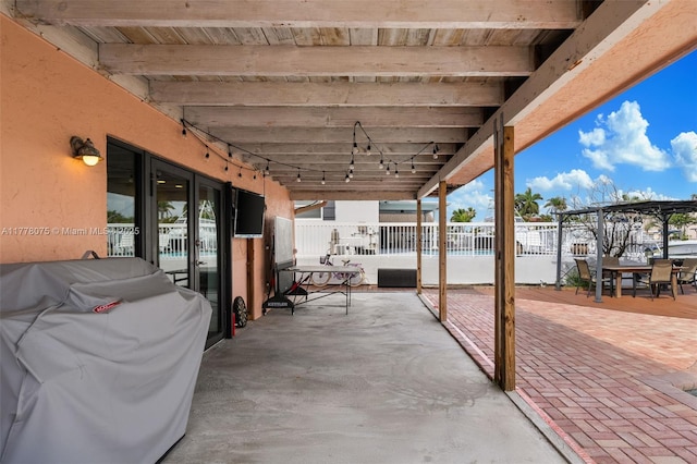 2447 SE 15th St, Pompano Beach, FL 33062 - view of patio with outdoor dining space, fence, and a grill