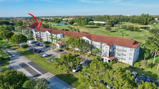 12701 SW 13th St Unit 301F, Pembroke Pines, FL 33027 - aerial view featuring a water view and golf course view