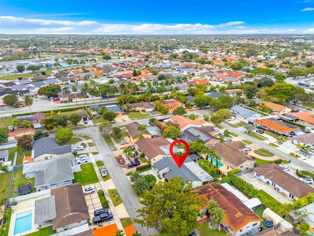 bird's eye view with a residential view