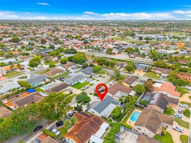 birds eye view of property with a residential view