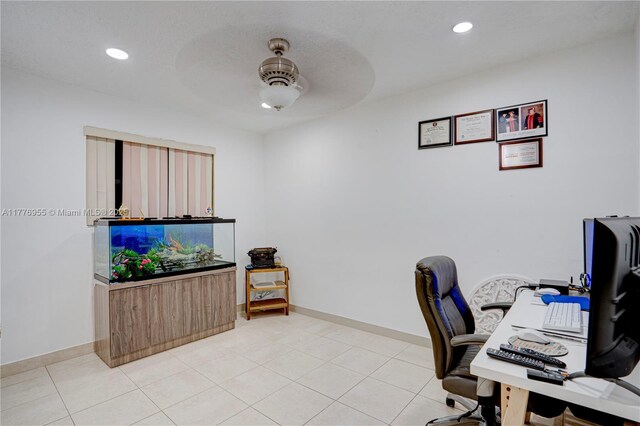 10610 SW 203rd Ter, Cutler Bay, FL 33189 - home office featuring baseboards, recessed lighting, and light tile patterned floors