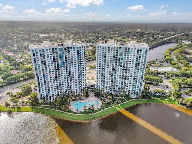 2681 N Flamingo Rd Unit 306S, Sunrise, FL 33323 - drone / aerial view of a nearby body of water and a pool area